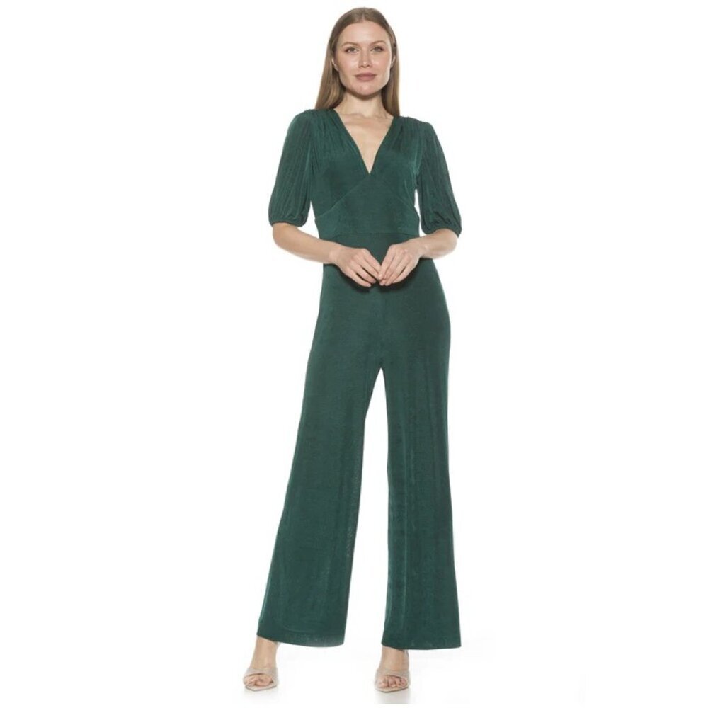Alexia Admor Dark Green Velvet Jumpsuit